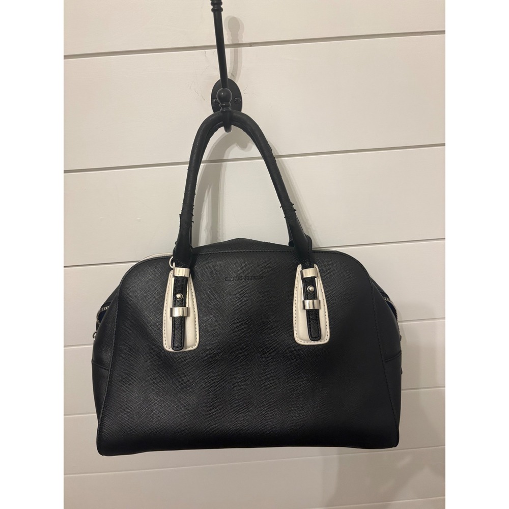 Charles Jourdan Karida Handbag Black & White w/ Blue lining‎ Designer Purse